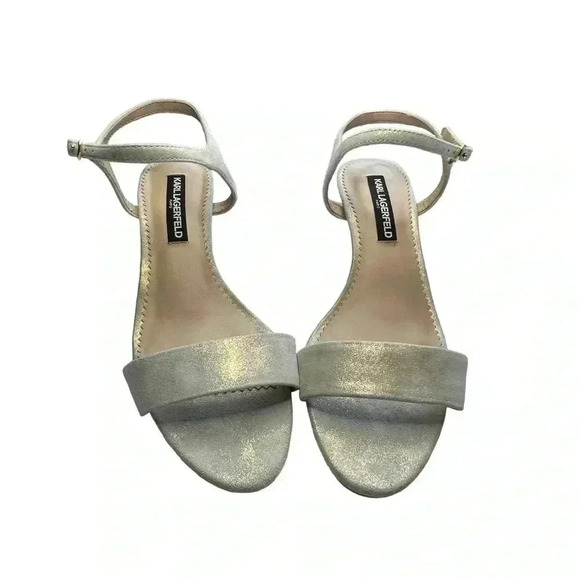 Lagerfeld Paris Women's Ankle Strap Heeled Sandal •Sparkly Gold•Size 8.5• - Picture 9 of 16